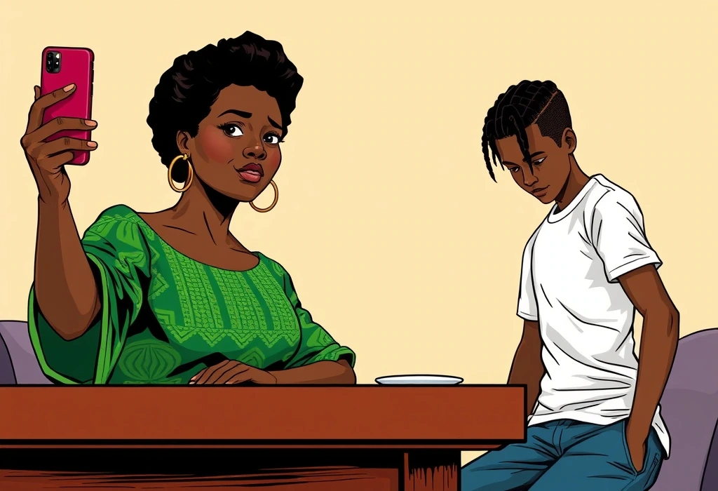 The agent leaves abruptly after his fake credentials are exposed. — illustration from the story "The Half-Million Naira Mistake"