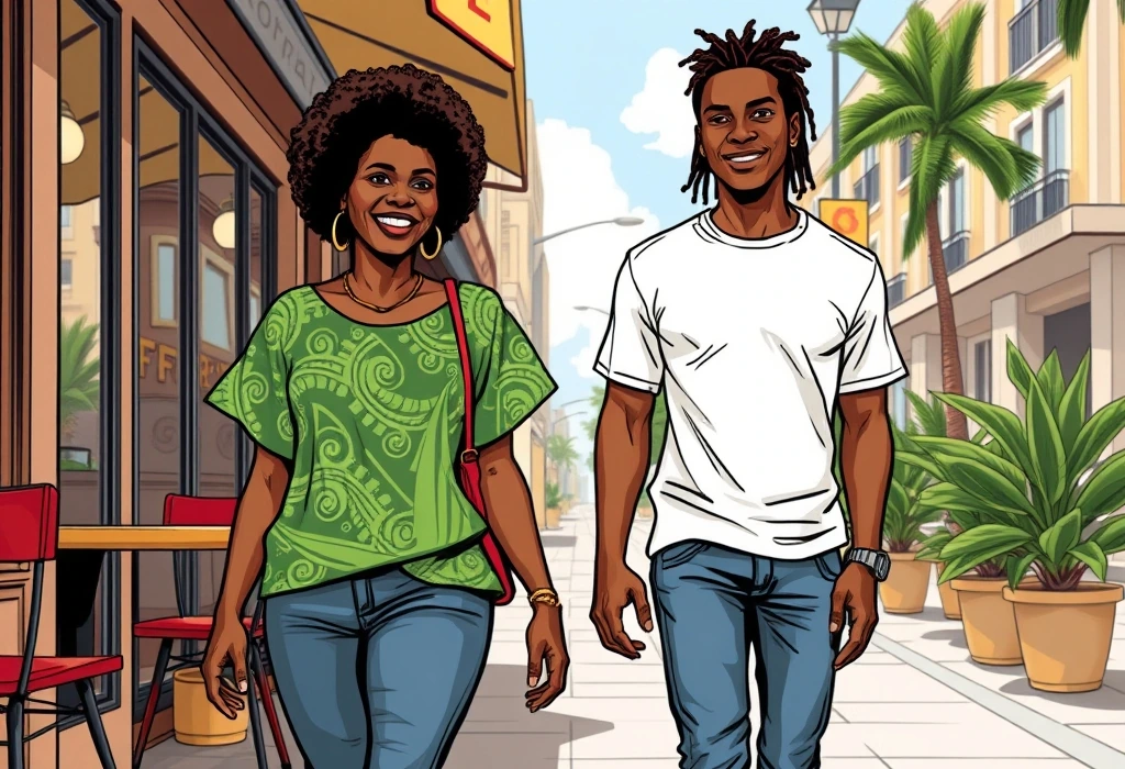 A lesson learned: Chidi and Ngozi celebrate saving their life savings. — illustration from the story "The Half-Million Naira Mistake"