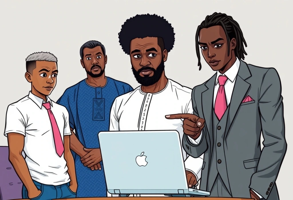 The Agent's composure slips when asked to verify the credit card details. — illustration from the story "The Five Percent Trap"
