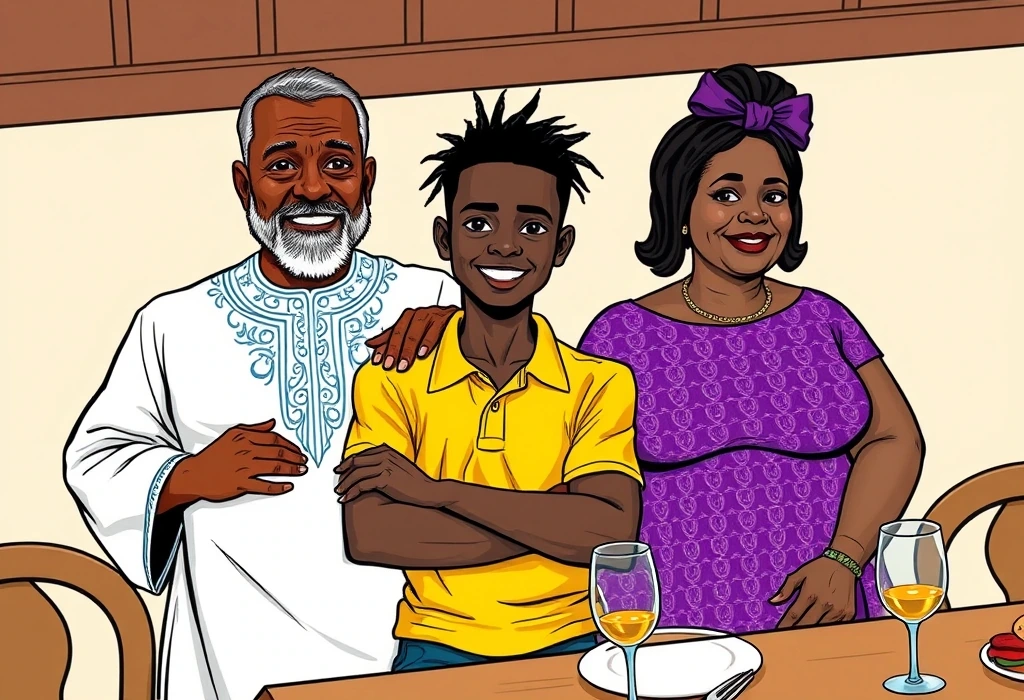 The Adebayo family celebrates a clear, verified study path built on factual research. — illustration from the story "The Ledger of Truth"