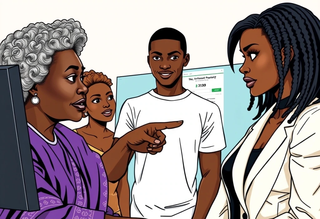 Amina demonstrates how to verify the secure payment link on the university's website. — illustration from the story "The Payment Link Panic"