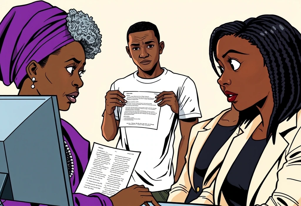 Amina reveals the forged bank statement prepared by their previous independent agent. — illustration from the story "The Payment Link Panic"