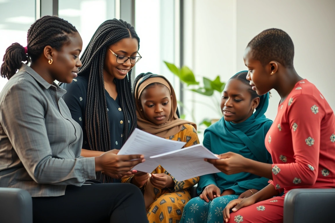 A professional study-abroad counsellor advising a Nigerian family.