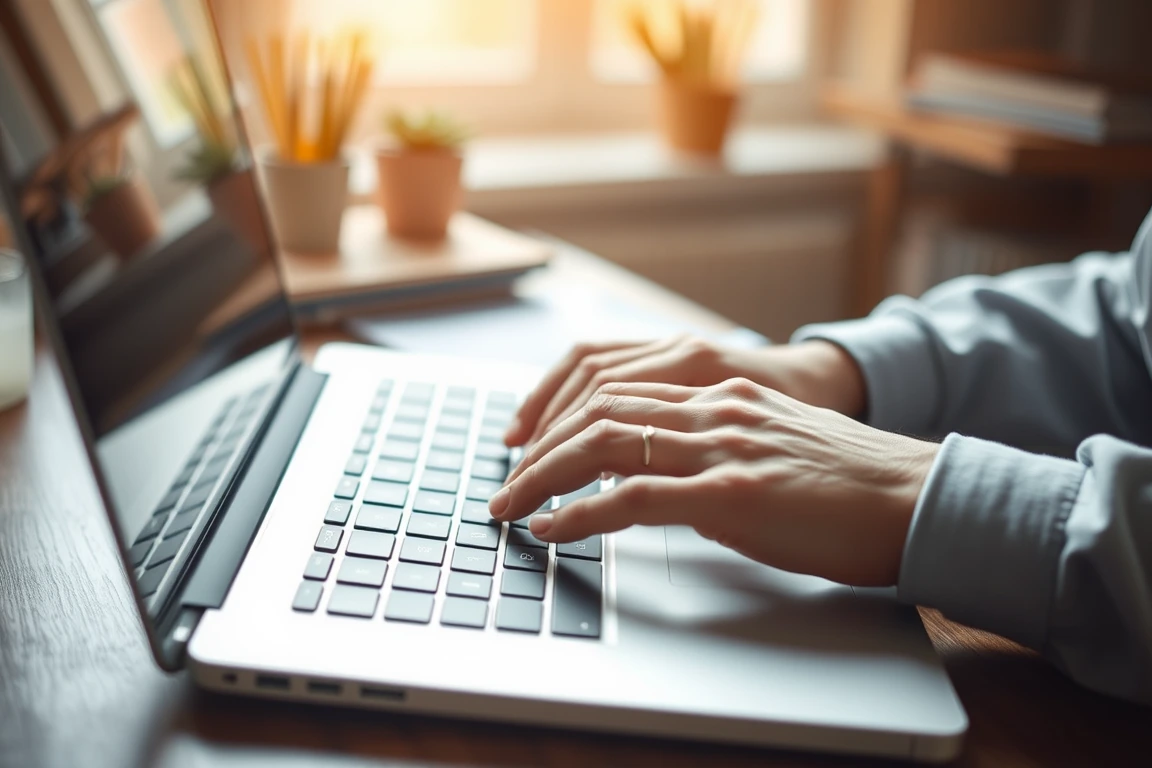 Secure laptop typing with a bank card nearby, illustrating safe online tuition payments.