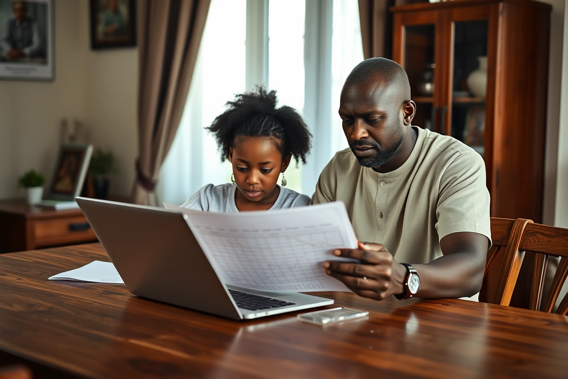 A father and daughter planning their university budget in Nigeria.
