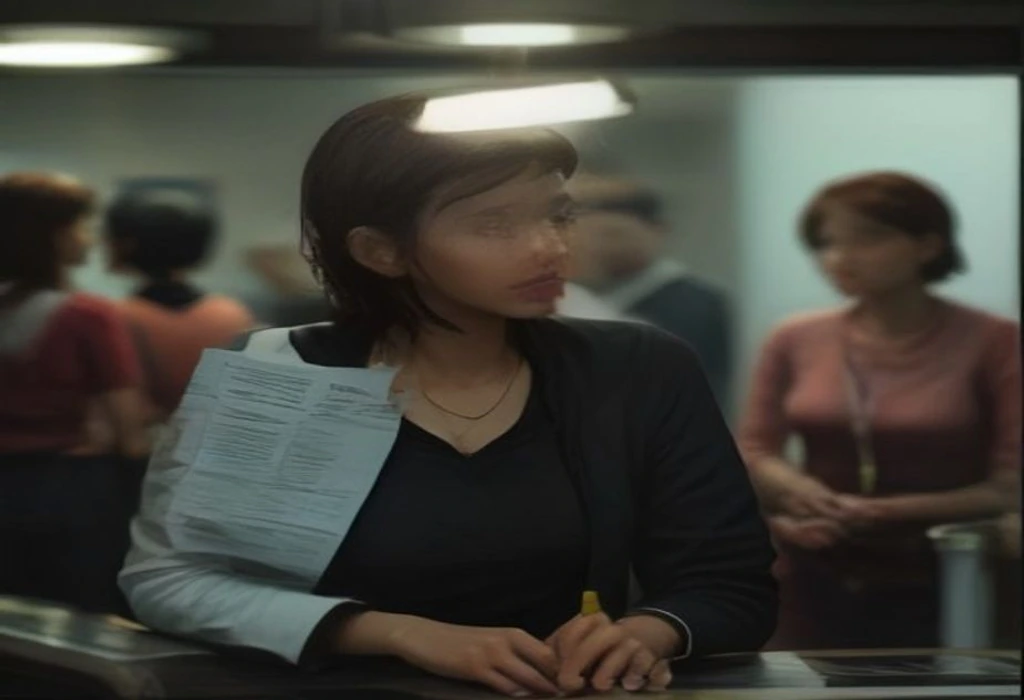 Kenechi flags a suspicious local bank transfer at her teller counter. — illustration from the story "The Ledger of Enugu"