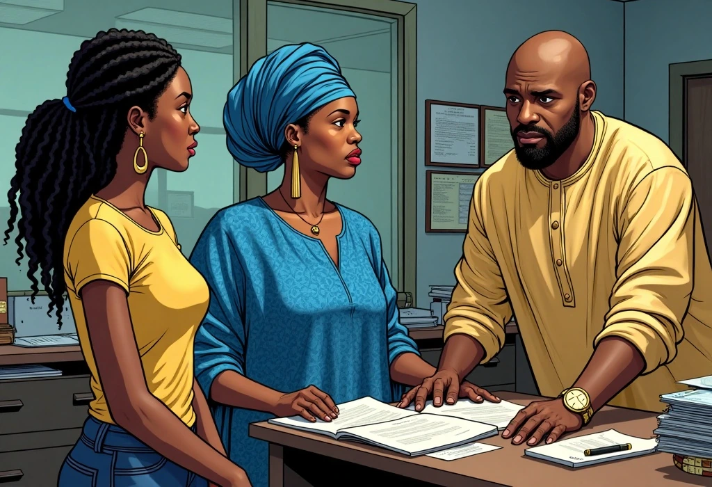 A local agent attempts to sell a 'guaranteed free' Swedish package. — illustration from the story "The Ilorin Calculation"
