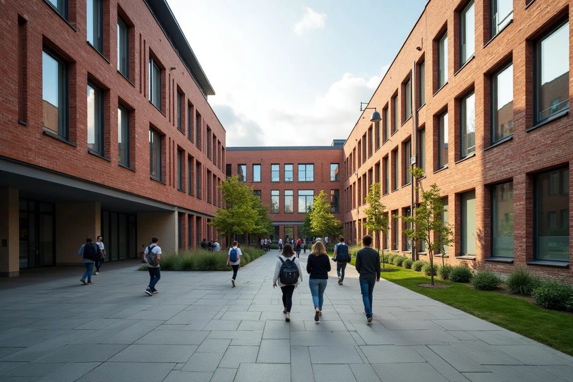 A German public university campus showing modern architecture and student life.