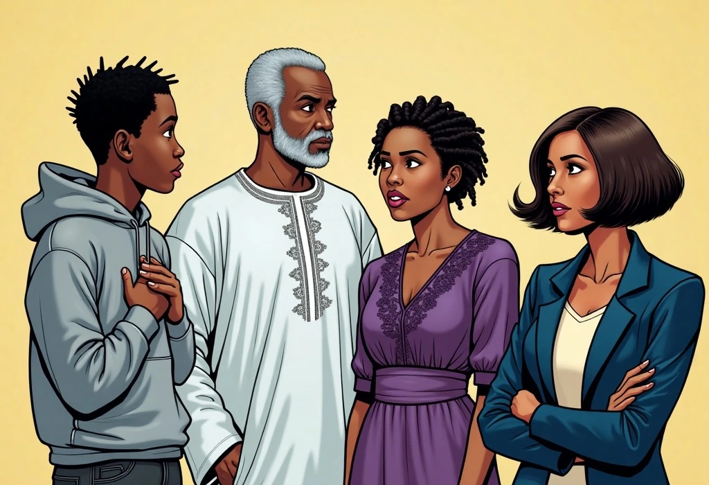 Ifeoma warns the family about the severe risks of third-party account setups. — illustration from the story "The Registry at Munster"
