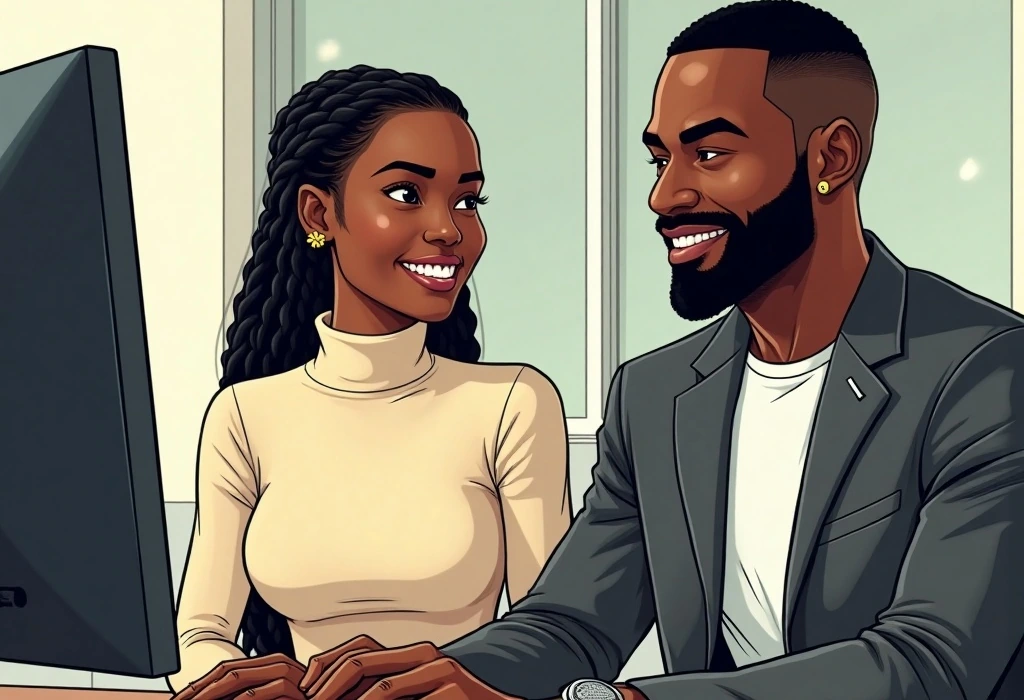Chidi conducts a realistic mock visa interview. — illustration from the story "The Three Phone Calls"