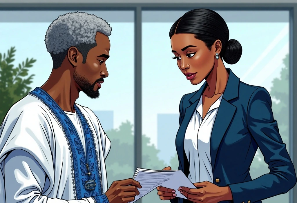 Ms. Ifeoma explains the reality of student work limits and living costs. — illustration from the story "The Sunday Evening Silence"
