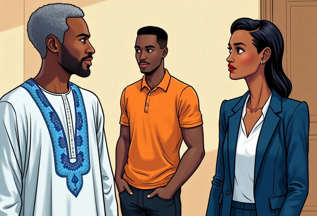 The family aligns on a realistic plan, prioritising Damola's studies over remittances. — illustration from the story "The Sunday Evening Silence"