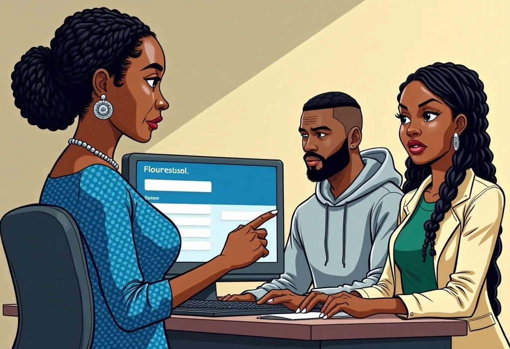 Amina exposes the forged invoice using the university's official portal. — illustration from the story "The Paperwork on the Dining Table"