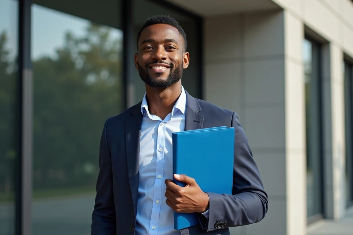 A young Nigerian man prepared for his visa appointment with correct documentation.