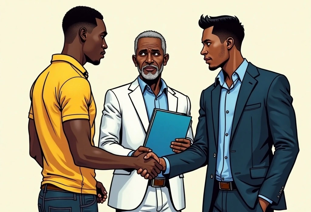 With the correct funds and documentation, Ifeanyi is finally ready for his visa. — illustration from the story "The €1,904 Gap"