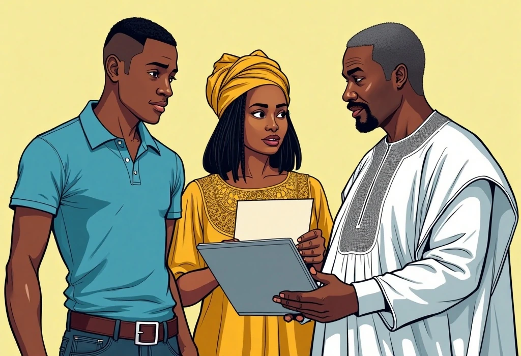 Rotimi explains that European public universities offer English-taught degrees at lower costs. — illustration from the story "The European Option"