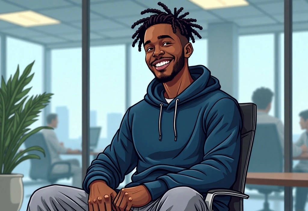 Emeka finally interviews for a role that aligns with his Data Science degree. — illustration from the story "The Warehouse and the Roadmap"